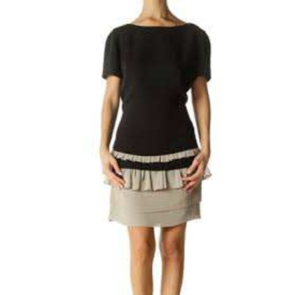 MAX And CLEO Women's tiered pleat ruffle mini dress cocktail party wedding 4 NWT